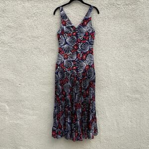 & Other Stories Shinjuku Pleated Bottom Dress 4 Red White Blue